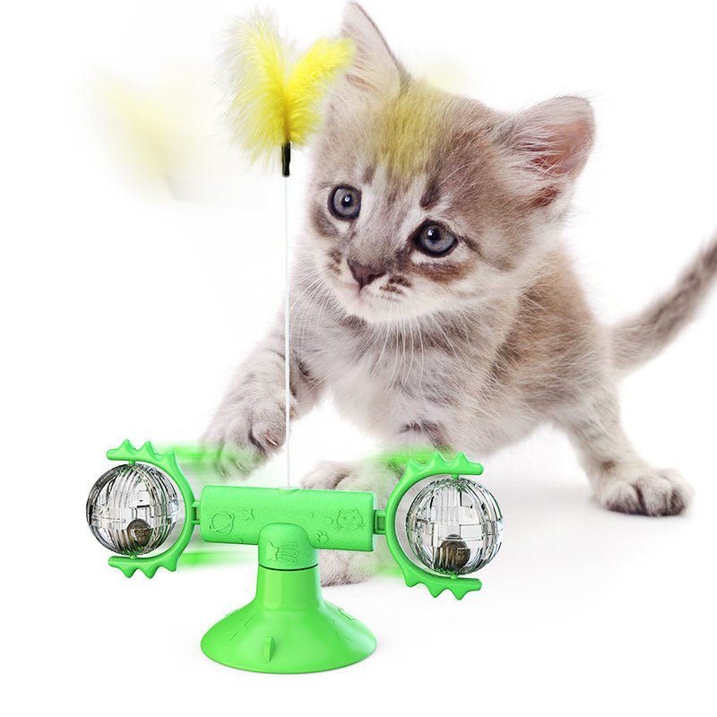 Cat Rotating Windmill Multi - Function Toys Itch Scratching Device Teeth Shining Toy - PetParadiseShop