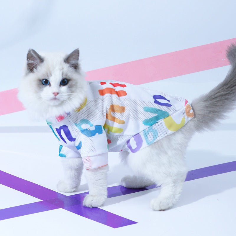 Cat Clothes Anti Hair Loss Cute VestBlue - PetParadiseShop