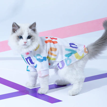 Cat Clothes Anti Hair Loss Cute VestBlue - PetParadiseShop