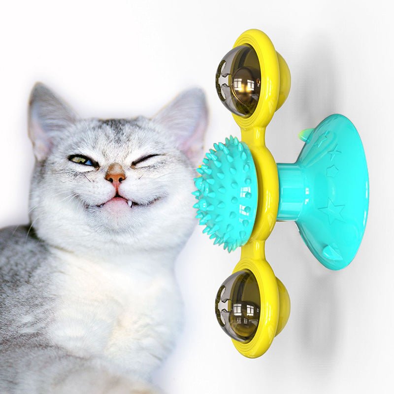 Cat Rotating Windmill Multi - Function Toys Itch Scratching Device Teeth Shining Toy - PetParadiseShop