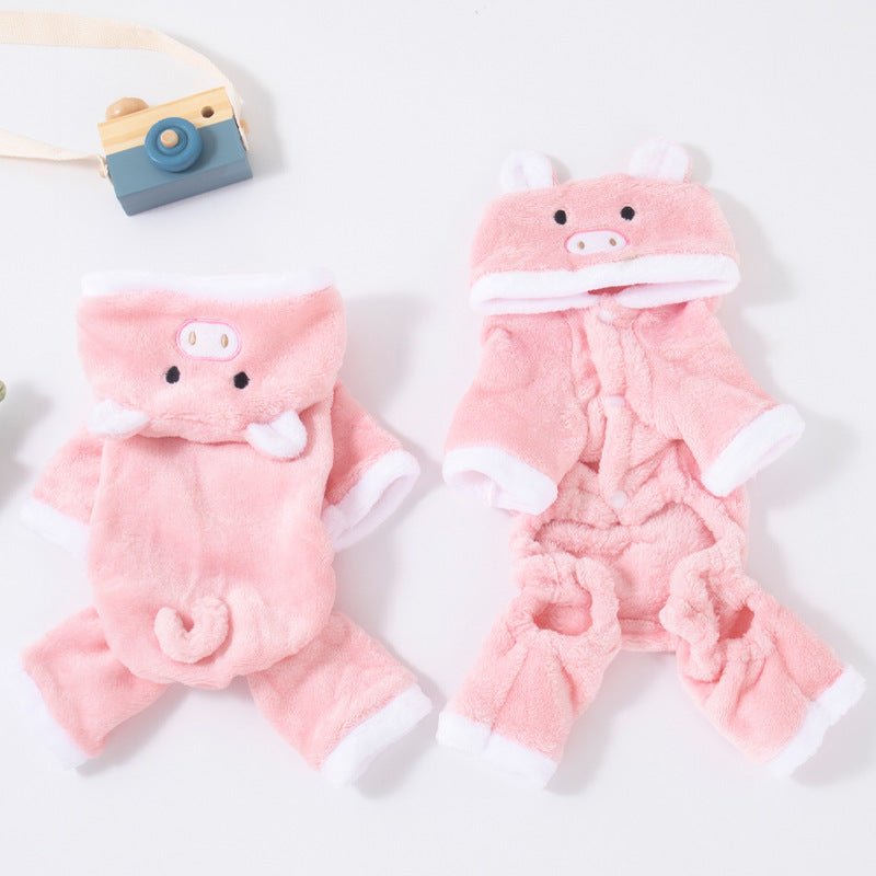 Fleece - lined Thermal Coral Fleece Pig Pet Costume Cat Clothes Small Dog - PetParadiseShop