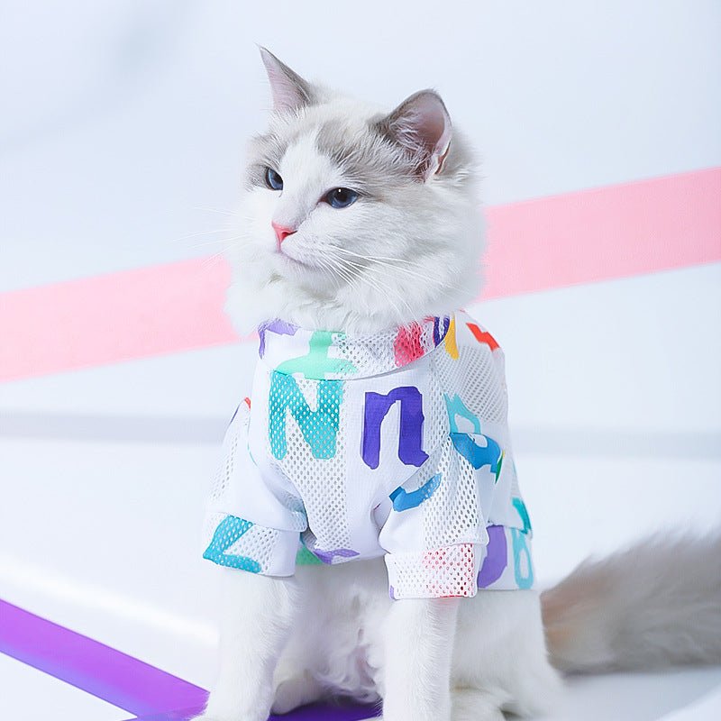 Cat Clothes Anti Hair Loss Cute VestBlue - PetParadiseShop