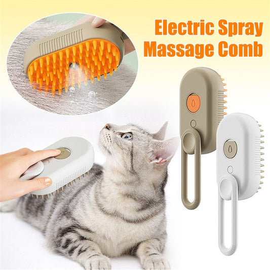 Електрическа Четка за Груминг 3 в 1 с Парен Спрей — За Котки и Кучета - PetParadiseShop