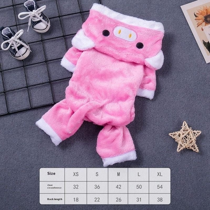 Fleece - lined Thermal Coral Fleece Pig Pet Costume Cat Clothes Small Dog - PetParadiseShop