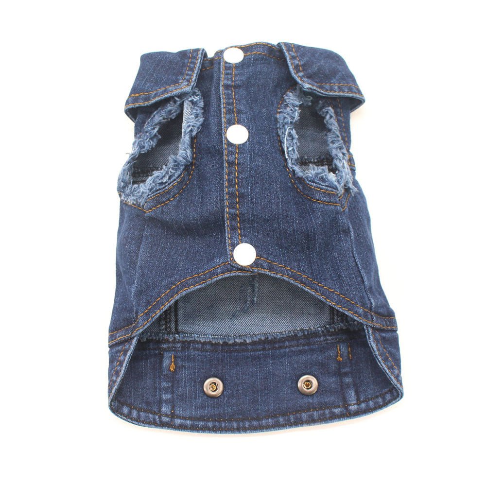 Designer Dog Clothes Small Dog Denim Jacket Coat Cat Costume Puppy Jeans Vest Spring Clothing - PetParadiseShop