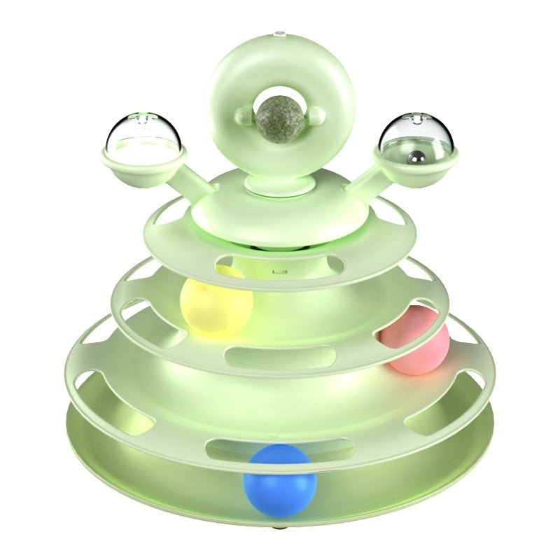 4 Levels Cat Toy Tower Turntable Roller Balls Toys Interactive Intelligence Pets Toys Training Track Puzzle Funny Games Accessories Pet Products - PetParadiseShop