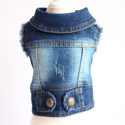 Designer Dog Clothes Small Dog Denim Jacket Coat Cat Costume Puppy Jeans Vest Spring Clothing - PetParadiseShop