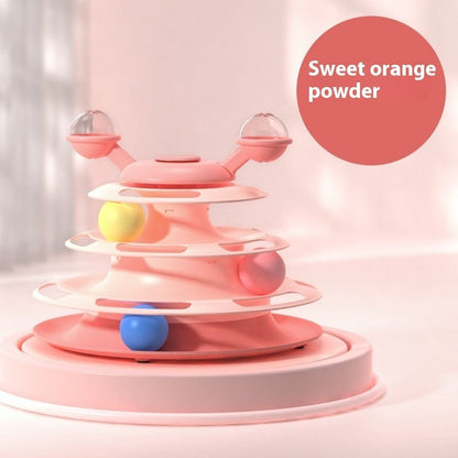 4 Levels Cat Toy Tower Turntable Roller Balls Toys Interactive Intelligence Pets Toys Training Track Puzzle Funny Games Accessories Pet Products - PetParadiseShop