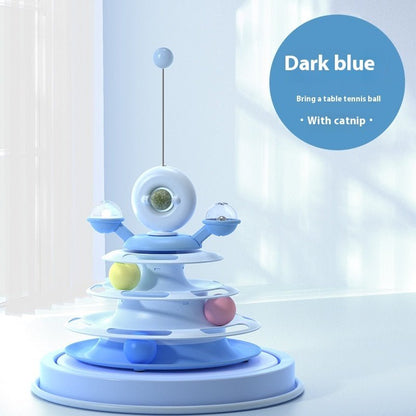 4 Levels Cat Toy Tower Turntable Roller Balls Toys Interactive Intelligence Pets Toys Training Track Puzzle Funny Games Accessories Pet Products - PetParadiseShop