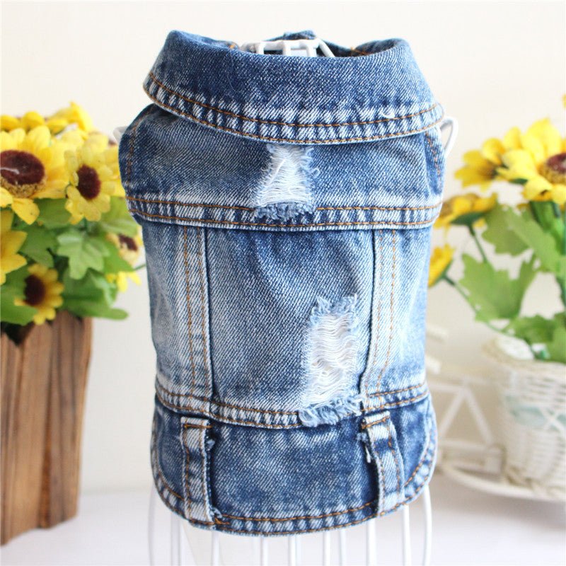 Designer Dog Clothes Small Dog Denim Jacket Coat Cat Costume Puppy Jeans Vest Spring Clothing - PetParadiseShop