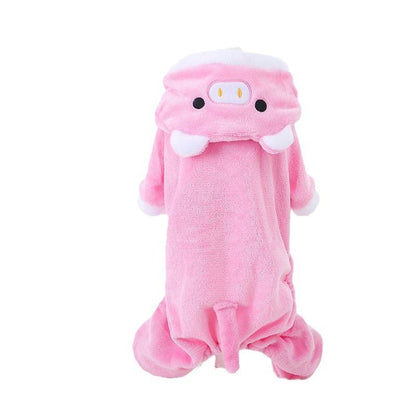 Fleece - lined Thermal Coral Fleece Pig Pet Costume Cat Clothes Small Dog - PetParadiseShop
