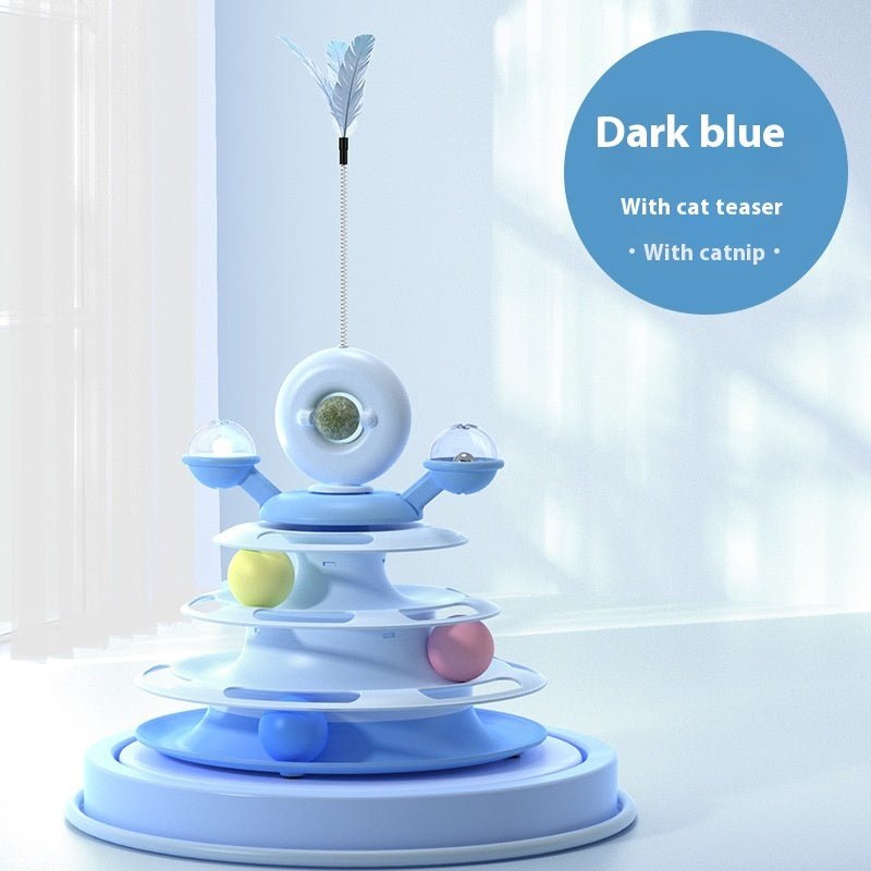 4 Levels Cat Toy Tower Turntable Roller Balls Toys Interactive Intelligence Pets Toys Training Track Puzzle Funny Games Accessories Pet Products - PetParadiseShop