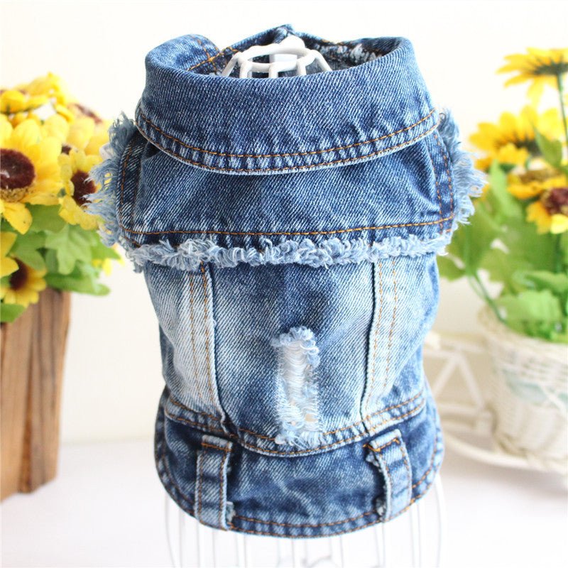 Designer Dog Clothes Small Dog Denim Jacket Coat Cat Costume Puppy Jeans Vest Spring Clothing - PetParadiseShop