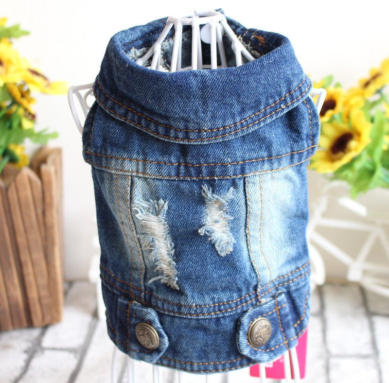 Designer Dog Clothes Small Dog Denim Jacket Coat Cat Costume Puppy Jeans Vest Spring Clothing - PetParadiseShop