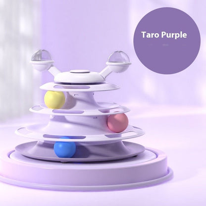 Интерактивна играчка за котки — 4 - етажна въртяща се кула с топчета - PetParadiseShop