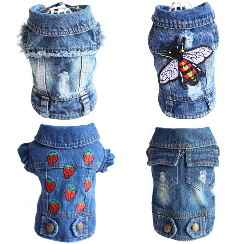 Designer Dog Clothes Small Dog Denim Jacket Coat Cat Costume Puppy Jeans Vest Spring Clothing - PetParadiseShop