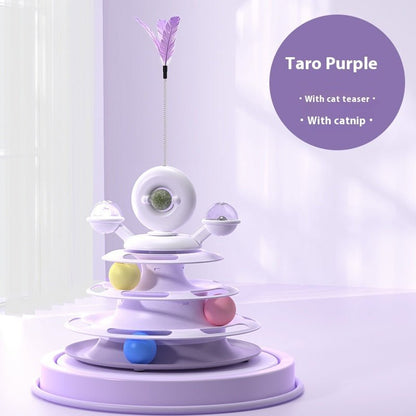 4 Levels Cat Toy Tower Turntable Roller Balls Toys Interactive Intelligence Pets Toys Training Track Puzzle Funny Games Accessories Pet Products - PetParadiseShop