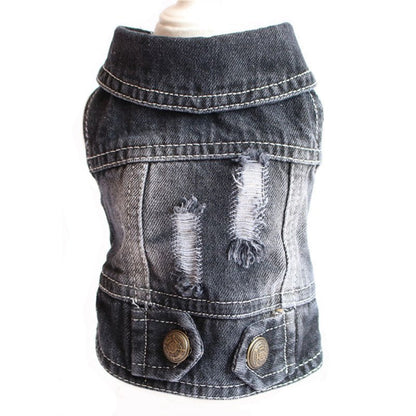 Designer Dog Clothes Small Dog Denim Jacket Coat Cat Costume Puppy Jeans Vest Spring Clothing - PetParadiseShop